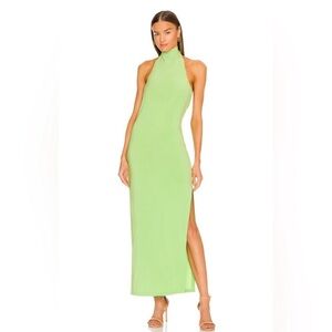 Norma Kamali Halter Turtle Side Slit Gown